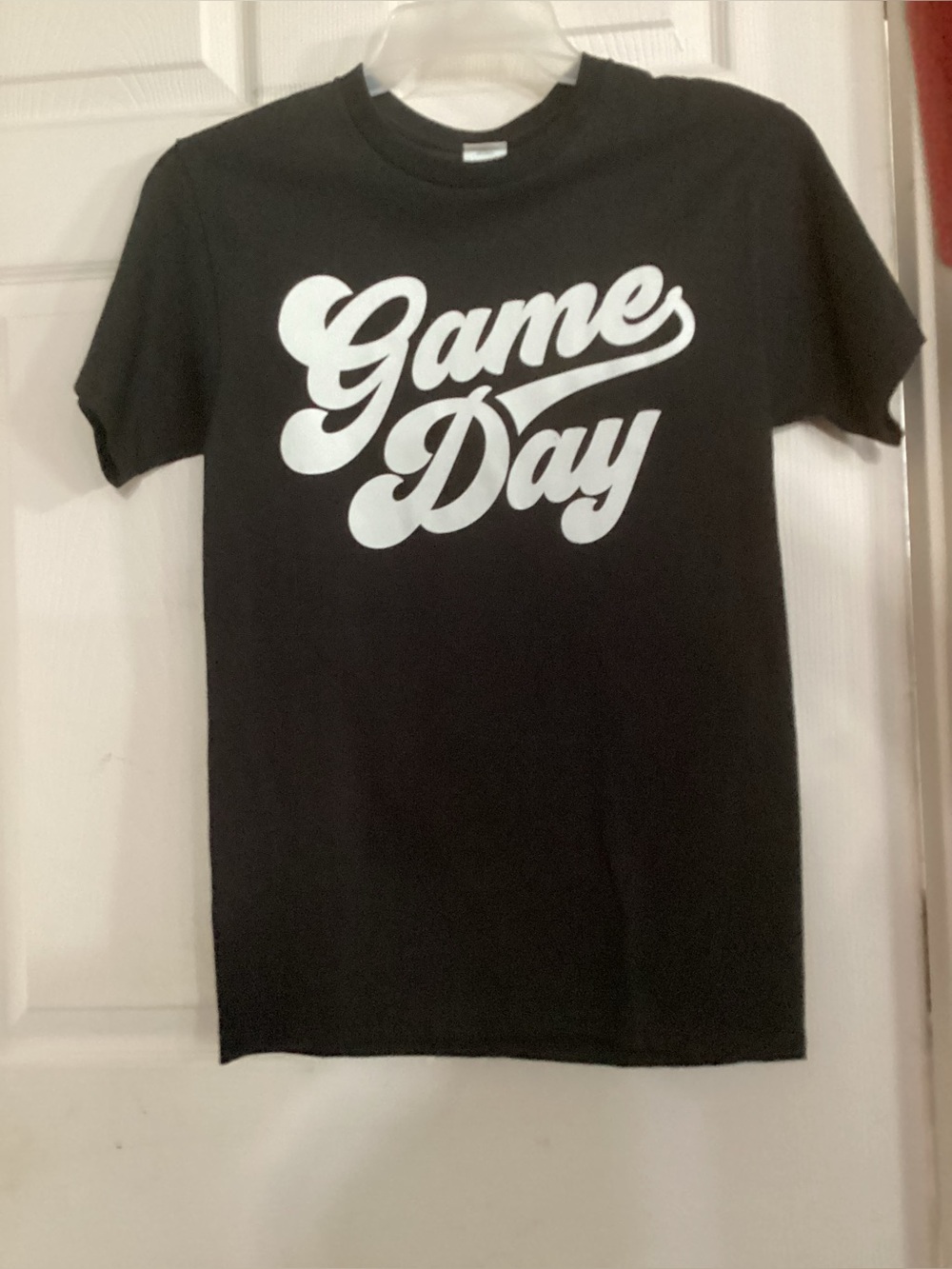 Hanes Black Tee with White "Game Day" Script